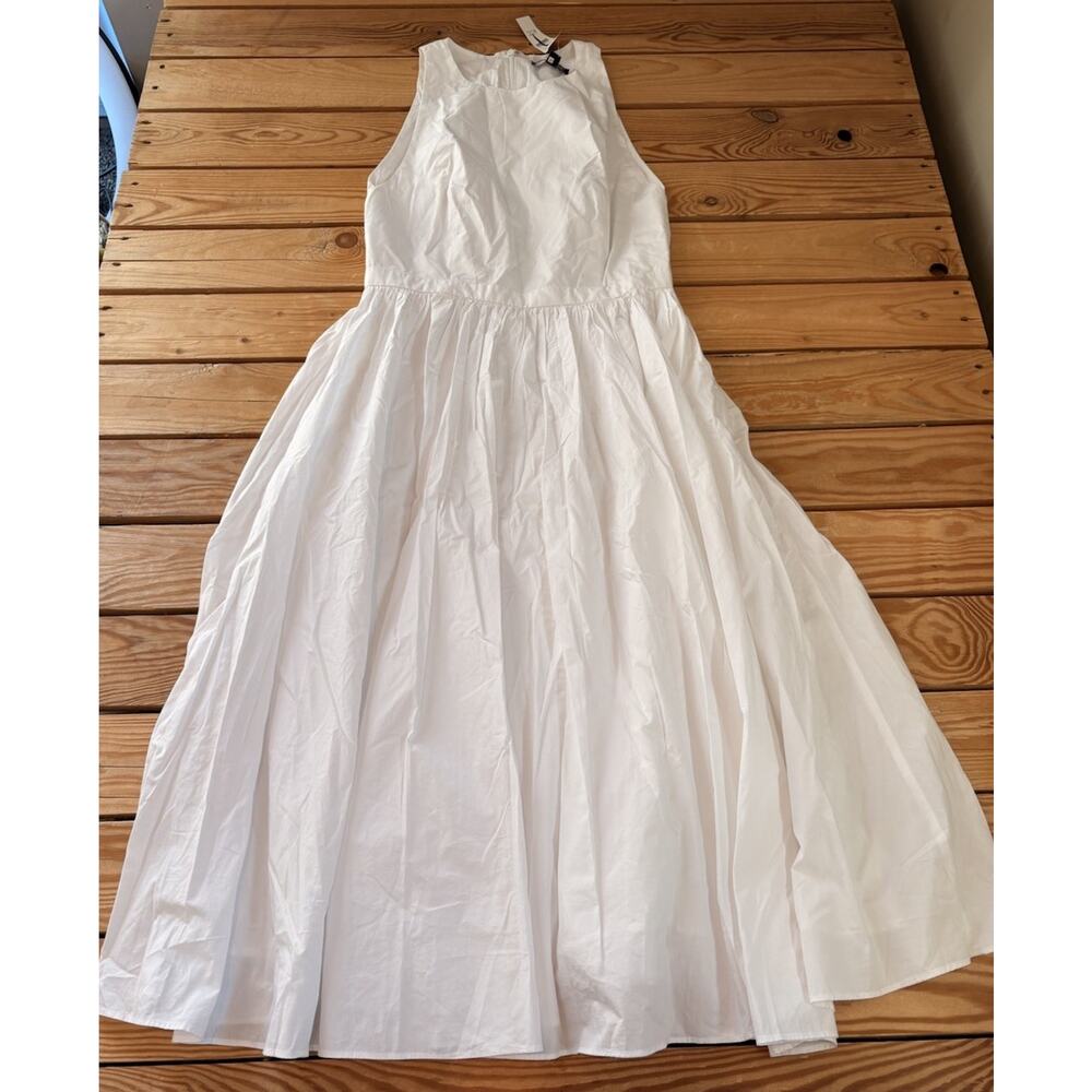 J Crew NWT $198 Women’s High Neck Poplin Sleeveless midi dress size 4 White P9